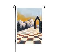 Bandiera da giardino primaverile con griglia bianca e nera, vivace decorazione per esterni, per portico, cortile e patio, perfetta per primavera, estate e tutto l'anno, 71 x 101,6 cm
