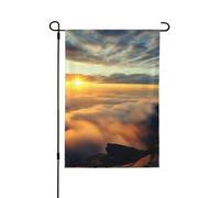 Bandiera da giardino primaverile con scritta "The sun rising between two mountains", vivace decorazione per esterni, per portico, cortile e patio, perfetta per primavera, estate e tutto l'anno, 31,8 x