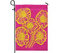 Bandiera da giardino primaverile dipinta a mano bellissimo motivo floreale artistico moderno rosa brillante giallo lino decorazione per la casa decorazione della parete esterna patio giardino interno