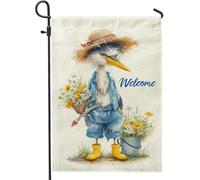 Bandiera da giardino primaverile ed estiva, decorazione floreale con uccellini gialli vivaci, striscione da cortile in iuta su entrambi i lati, decorazione per prato esterno per la casa, 30,5 x 45,7