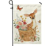 Bandiera da giardino primaverile ed estiva, graziosa decorazione floreale per prato esterno, striscione in tessuto su entrambi i lati per decorazione domestica, design a farfalla per feste in patio