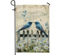 Bandiera da giardino primaverile estate bella uccello blu e margherita decorazione esterna banner bifacciale decorazione per la casa farfalla prato arte 30,5 x 45,7 cm