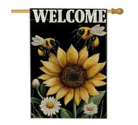 Bandiera da giardino primaverile estiva con api e girasole, bandiera gialla floreale di benvenuto per la casa, bandiera da giardino in iuta su entrambi i lati, decorazione per prato all'aperto, 71 x