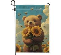Bandiera da giardino primaverile estiva con girasole, fantasiosa decorazione per prato all'aperto con api, striscione stagionale su entrambi i lati per decorazioni per feste di festa, 30,5 x 45,7 cm