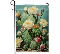 Bandiera da giardino primaverile fiore botanico, cactus estetico, 3D, artistica, verde, giallo, decorazione per la casa, decorazione da parete, esterno, terrazza, giardino, interno, casa, dimensioni