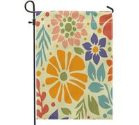 bandiera da giardino primaverile modello bohémien fiore foglie pianta astratta cartone animato arancione blu lino segno decorazione decorazione per la casa decorazione da parete esterno patio giardino