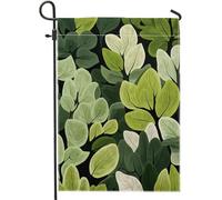 Bandiera da giardino primaverile natura botanica foglie bellissimo chalet grafico lino verde pannello decorazione casa decorazione parete esterna patio giardino interno casa premium dimensioni