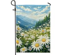 Bandiera da giardino primaverile paesaggio montagna foresta floreale foglie paesaggio nuvola blu verde lino pannello decorazione casa decorazione parete esterno giardino interno casa dimensioni