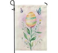 Bandiera da giardino primaverile pasquale, uova dipinte colorate, decorazioni floreali per la casa, bandiere da cortile, in tessuto su entrambi i lati, decorazione per prato all'aperto, 30,5 x 45,7 cm