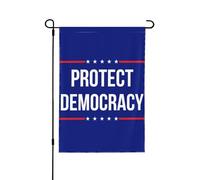Bandiera da giardino "Proteggiamo la democrazia", 12x18 pollici, bifacciale, blu, 2024.