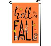 Bandiera da giardino Pumpkins Maple Leaves Coffee Cups Autumn Hello Fall