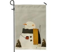 Bandiera da giardino pupazzo di neve, bandiera decorativa per esterni bianca e arancione, bandiera da cortile in iuta double face per la stagione delle vacanze, bella decorazione della terrazza, prato