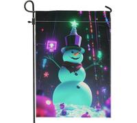 Bandiera da giardino pupazzo di neve di Natale, bandiere colorate a LED per decorazione invernale, bandiere da cortile all'aperto a doppia faccia per celebrazione di vacanza, decorazione di festa del