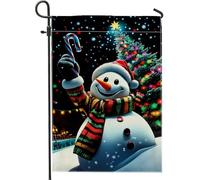 Bandiera da giardino pupazzo di neve di Natale, decorazione del portico invernale, bandiera da cortile in tessuto double face per stagione delle vacanze, decorazione del prato di Natale, 30,5 x 45,7
