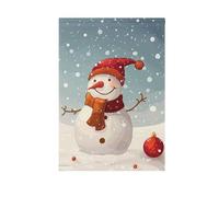 Bandiera da giardino, pupazzo di neve e palla di Natale su neve, striscione su entrambi i lati per prato fattoria terreno agricolo piccola decorazione stagionale 30,5 x 45,7 cm