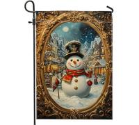 Bandiera da giardino pupazzo di neve invernale, pupazzo di neve bianco, decorazione di Natale, bandiere di vacanza, double face in tela di iuta, decorazione per esterni del prato