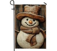 Bandiera da giardino pupazzo di neve invernale, pupazzo di neve rustico intagliato, decorazione per esterni double face in tela di iuta, decorazione per feste di Natale, stagione invernale, terrazza e