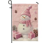 Bandiera da giardino pupazzo di neve per vacanze invernali decorazione di Natale, bandiere da giardino, bandiere da giardino double face in iuta, decorazione per esterni stagionali, 30,5 x 45,7 cm