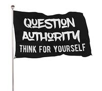 Bandiera Da Giardino Question Authority Think For Yourself Bandiere Decorative Antivento Bandiera Da Cortile Premium Garden Flag Per Esterno Festival Celebrazioni 90X152CM