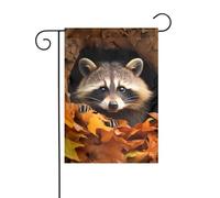 Bandiera da giardino Raccoon in The Fall Tree Hole Prints Bandiere decorative principalmente per cortili, giardini, vasi di fiori, terrazza, balcone. 30,5 x 45,7 cm