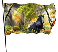Bandiera da giardino resistente alle intemperie Horse in the Woods, bandiera da gioco 3 x 5 piedi decorazioni per la casa all'aperto