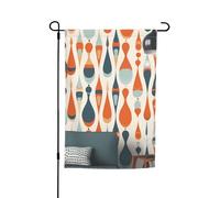 Bandiera da giardino retrò moderna della metà del secolo con forme a goccia, 30,5 x 45,7 cm, per primavera, estate, autunno, inverno, bandiere stagionali su entrambi i lati, bandiere per le vacanze