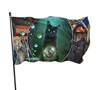 Bandiera da Giardino Rise Of The Witches Cats in Magic Mirror Divertente Gatto Bandiera Poliestere con 2 Occhielli in Ottone Banner Colore Vivido e Resistente allo sbiadimento Bandiera da Giardino per