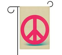 Bandiera da giardino rosa con segno della pace stagionale in iuta double face bandiere esterne 30,5 x 45,7 cm
