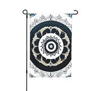 Bandiera da giardino rotonda in bianco e nero totem 30,5 x 45,7 cm. Decorazione esterna luminosa su entrambi i lati porta un po' di divertimento al tuo giardino.
