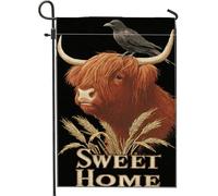 Bandiera da giardino rustica a forma di mucca nera, bandiera, decorazione per la casa, bandiera a doppio lato, in iuta per prato esterno, fattoria, 30,5 x 45,7 cm