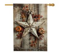 Bandiera da giardino rustica autunnale a stella, con foglie d'acero e zucca marrone, striscione decorativo per la casa, bandiera da giardino in iuta su entrambi i lati, decorazione per esterni, 71 x