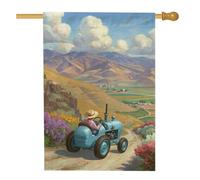 Bandiera da giardino rustica con trattore blu, striscione vintage per agricoltura, decorazione da giardino su entrambi i lati, decorazione estiva per esterni, paesaggio, accenti per la casa, 71 x 101