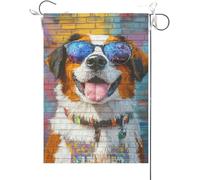 Bandiera Da Giardino Saint Bernard Colorful Brick Dog Bandiere Decorative Colore Vivido Bandiera Da Cortile Antivento Garden Flag Per Feste Celebrazioni Festival 30X45CM