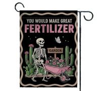 Bandiera da Giardino "saresti Un Ottimo Fertilizzante" - Dove L'umorismo Nero Incontra Il Pollice Verde! Bandiera da Giardino a Doppio Lato, 73 X 99 Cm, con Scheletri Divertenti, Ideale per Patio