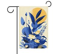 Bandiera da giardino semplice astratta blu fiore di loto bandiera per casa cortile esterno bandiera stagionale vacanza juta doppia faccia bandiera 30,5 x 45,7 cm