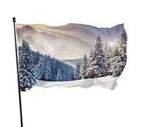 Bandiera da Giardino Sera d'Inverno su Conifere Pineta Foresta Cortile Casa Decorazione Esterna Bandiere Striscioni per Patio Prato 3x5 Ft