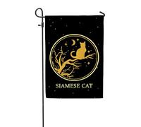 Bandiera Da Giardino Siamese Cat In The Tree With Moon And Star Vintage For Siamese Cat Lover Kitten Funny Bandiere Decorative Lavabile Bandiera Verticale Impermeabile Garden Flag Per 30X45CM
