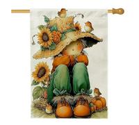Bandiera da giardino spaventapasseri autunnale, striscione decorativo per prato stagionale con girasole colorato, decorazione da esterno in iuta su entrambi i lati, per celebrazioni autunnali, 71 x