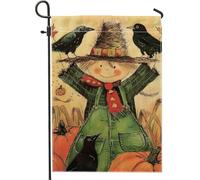 Bandiera da giardino spaventapasseri autunnali rustica zucca corvo raccolto decorazione per la casa bandiere da cortile, decorazione per prato esterno double face, 30,5 x 45,7 cm