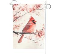 Bandiera Da Giardino Spring Summer,Cardinal Cherry Blossom Bandiere Decorative Durevole Bandiera Da Cortile Colore Vivido Garden Flag Per Esterno Festival Celebrazioni 30X45CM