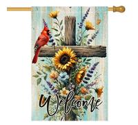 Bandiera Da Giardino Spring Summer Cardinal Religious Flower Welcome Farmhouse Bandiera Da Cortile Verticale Garden Flag Resistente Al Sole Bandiere Decorative Per Esterno Celebrazioni 30X45CM