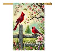 Bandiera Da Giardino Spring Summer Cardinal Rustic Farmhouse Colorful Flower Bandiera Da Cortile Resistente Al Sole Garden Flag Colore Vivido Bandiere Decorative Per Celebrazioni Feste 30X45CM