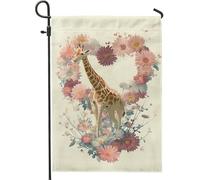 Bandiera Da Giardino Spring Summer Flower Beige Giraffe Flowers Bandiere Decorative Impermeabile Bandiera Verticale Lavabile Garden Flag Per Celebrazioni Festival Feste 30X45CM