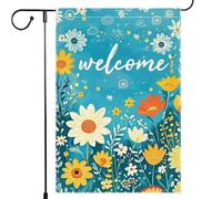 Bandiera Da Giardino Spring Summer For Courtyard Flowers Welcome Bandiere Decorative Colore Vivido Garden Flag Durevole Bandiera Da Cortile Per Feste Celebrazioni Esterno 30X45CM