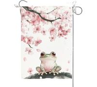 Bandiera Da Giardino Spring Summer,Frog Cherry Blossom Bandiera Verticale Colore Vivido Garden Flag Antivento Bandiera Da Cortile Per Celebrazioni Esterno Feste 30X45CM