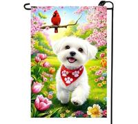 Bandiera da Giardino Spring Summer Maltese Dog Striscione Parete 30x45