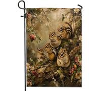 Bandiera Da Giardino Squirrel Vintage Cute Animal Rustic Wild Flower Rustic Shabby Brown Bandiera Da Cortile Verticale Garden Flag Durevole Bandiere Decorative Per Esterno Celebrazioni 30X45CM