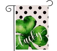 Bandiera Da Giardino St Patricks Day Lucky Shamrocks,Polka Dot Bandiera Verticale Impermeabile Bandiera Da Cortile Antivento Bandiere Decorative Per Celebrazioni Feste Festival 30X45CM