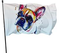 Bandiera da giardino stagionale con pittura bulldog francese, bandiera dimostrativa 3 x 5 piedi decorazioni per la casa all'aperto