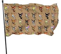 Bandiera da giardino stagionale simpatico cartone animato Chihuahua, bandiera da cortile 3 X 5 ft Decorazioni per la casa all'aperto